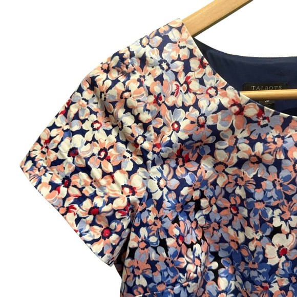 Talbots Women Floral Ombre Cocktail Dress 2P Lined Blue Pink Party Wedding Work - Picture 5 of 14
